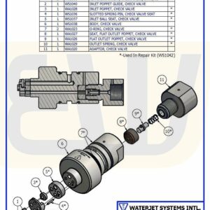 CHECK VALVE ASSY FLAT-SEAT IN/FLAT OUT WS100 WSI